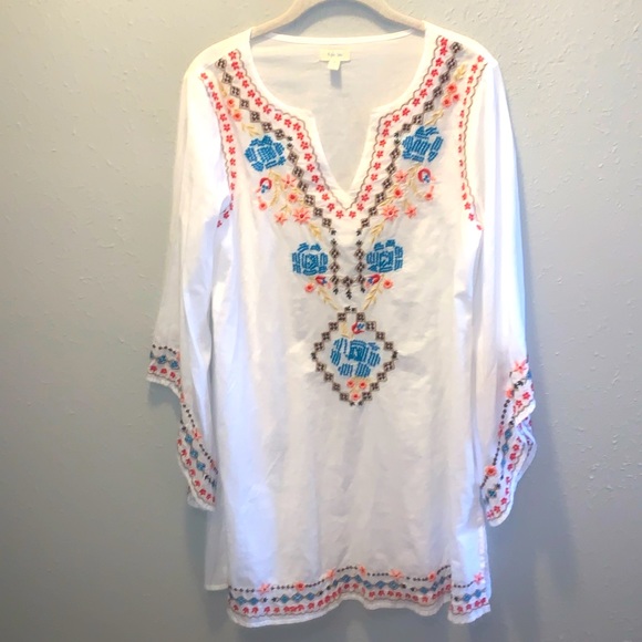 Kyla Sea Tunic Top Dress Swim Coverup Embroidered Design Women’s Sz Small - Picture 1 of 8